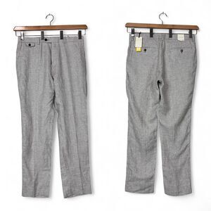 NWT Banana Republic Tailored Slim Fit Linen Pants 33S X 30” Houndstooth Preppy